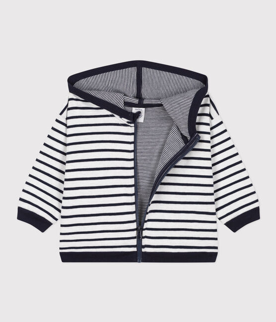 Sweatshirt à capuche en jersey épais bébé blanc MARSHMALLOW/bleu SMOKING