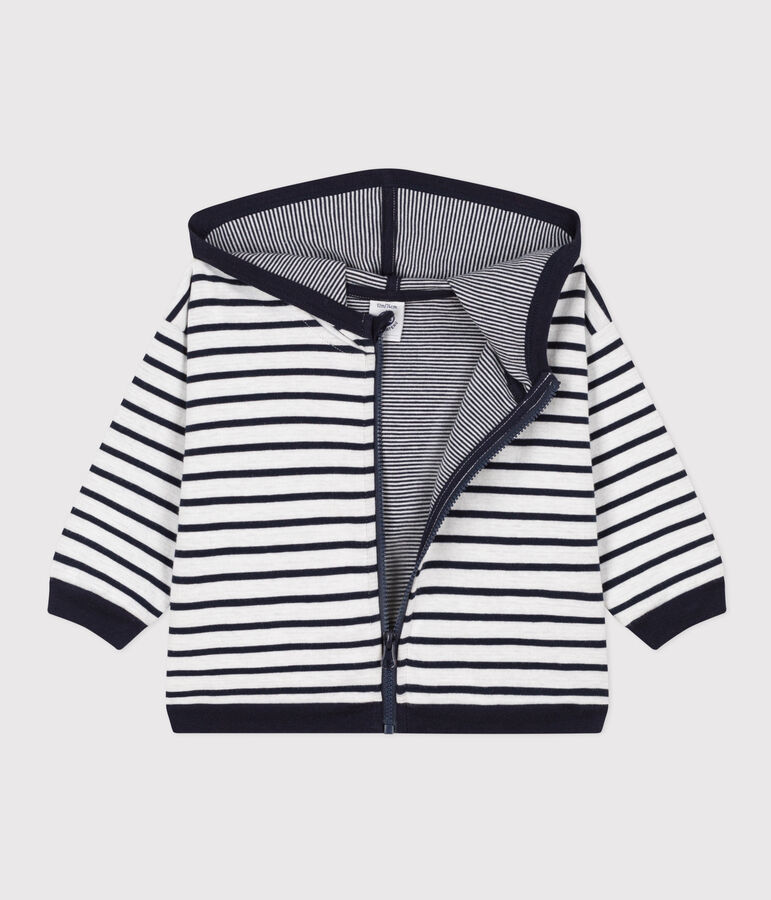 Sweatshirt &agrave; capuche en jersey &eacute;pais b&eacute;b&eacute; blanc MARSHMALLOW/bleu SMOKING