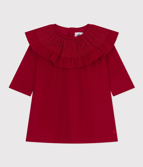 Robe manches longues en velours bébé rouge CORRIDA