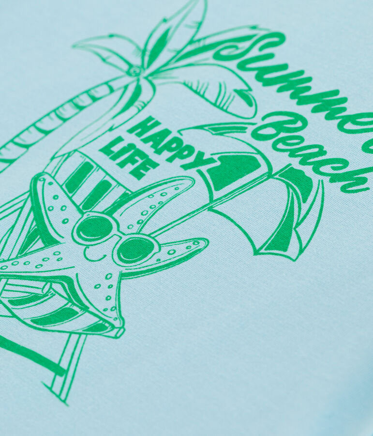 Teeshirt enfant en coton manches courtes imprim&eacute; bleu AQUATIC