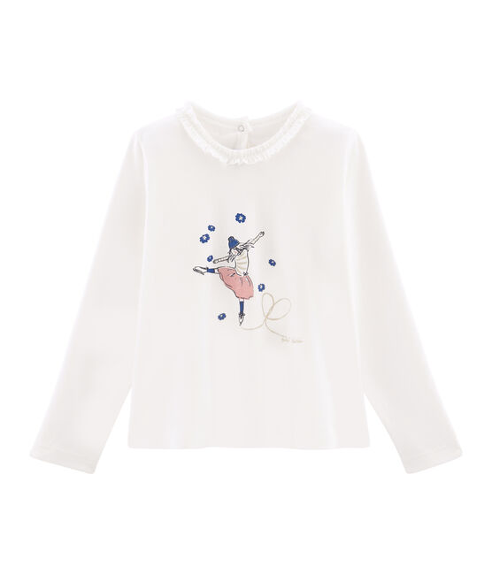 Tee shirt manches longues enfant fille blanc MARSHMALLOW