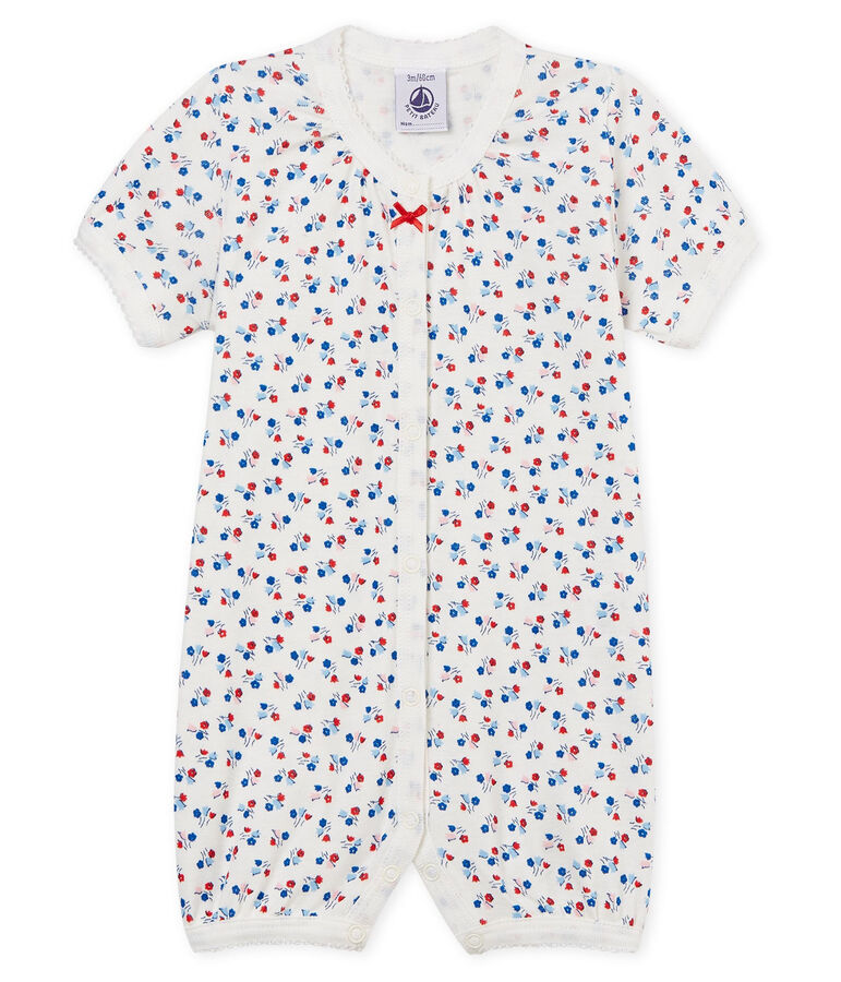 Combicourt b&eacute;b&eacute; fille en c&ocirc;te blanc/multicouleur