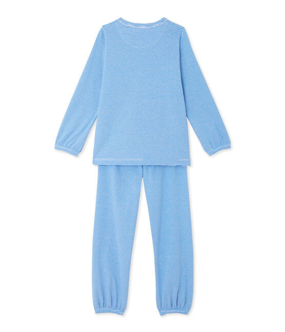 Pyjama fille rayé milleraies bleu DELPHINIUM/blanc ECUME