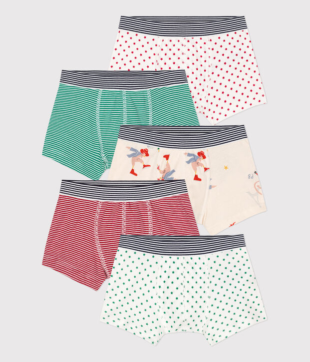 Lot de 5 boxers petit gar&ccedil;on en coton dont un phosphorescent multicouleur