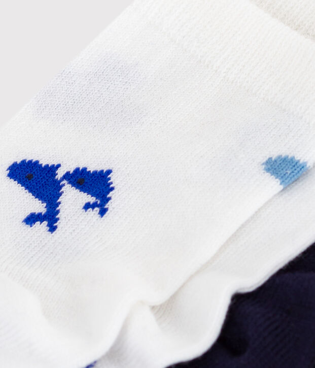 2 paires de chaussettes b&eacute;b&eacute; en coton imprim&eacute; baleine multicouleur