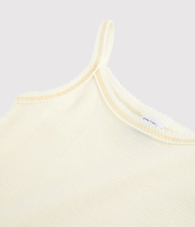 Chemise &agrave; bretelles laine et coton petite fille blanc