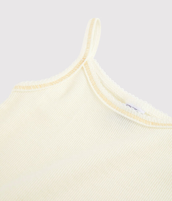 Chemise à bretelles en laine et coton petite fille blanc MARSHMALLOW