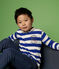 Polo manches longues en jersey enfant garçon bleu SURF/blanc MARSHMALLOW