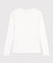 Tee-shirt l'Iconique manches longues en côte unie femme blanc ECUME