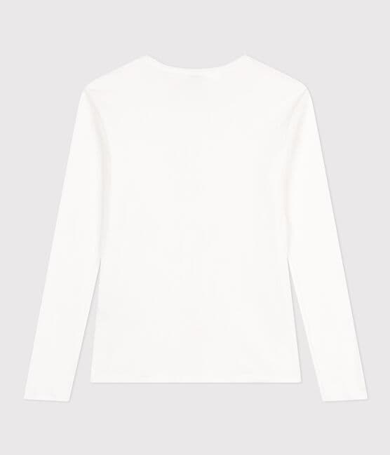 Tee-shirt l'Iconique manches longues en côte unie femme blanc ECUME