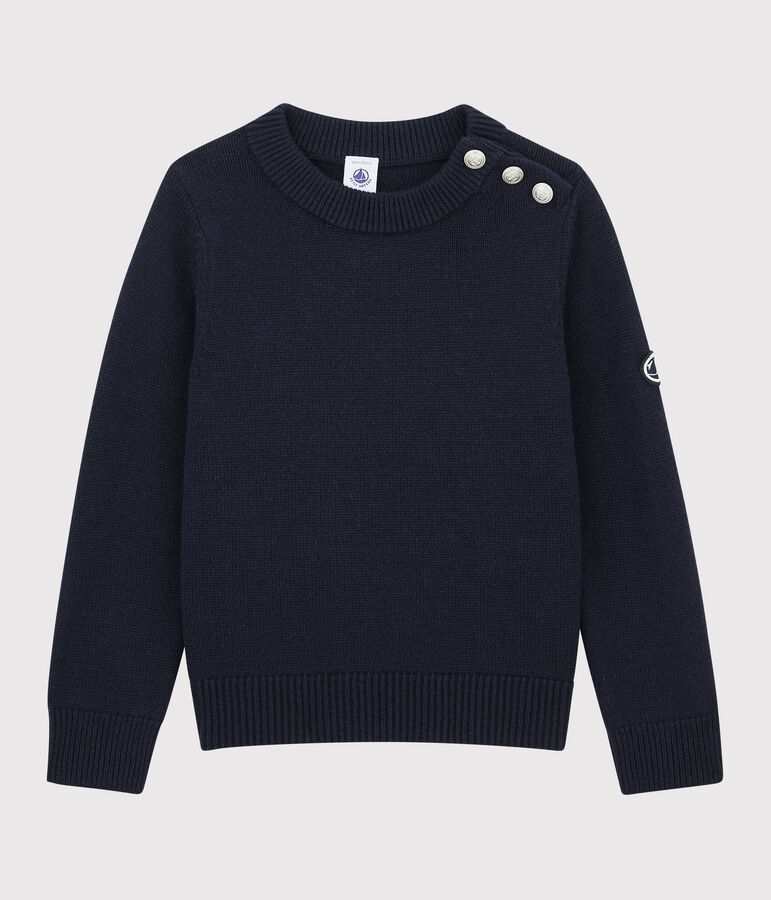 Pull en laine et coton enfant bleu SMOKING