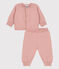 Ensemble 2 pièces bébé en tricot laine et coton rose SALINE