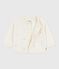 Cardigan bébé en tricot laine et coton brodé d'étoiles blanc MARSHMALLOW/gris ARGENT