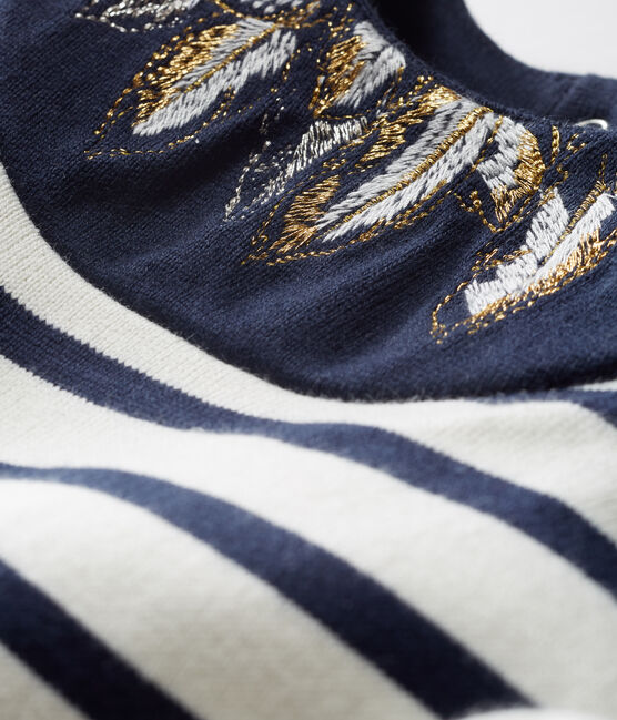 Marinière bébé fille revisitée beige COQUILLE/bleu SMOKING CN