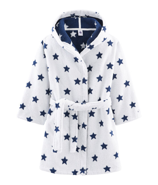 Peignoir petit garçon en éponge blanc MARSHMALLOW/bleu MEDIEVAL