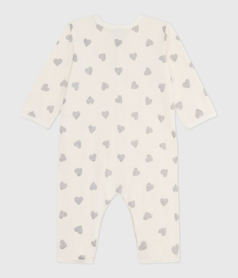 Pyjama b&eacute;b&eacute; sans pieds en coton imprim&eacute; &eacute;cru MILK/ ARGENT