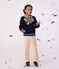 Pull enfant en laine et coton motif n&oelig;ud bleu/beige
