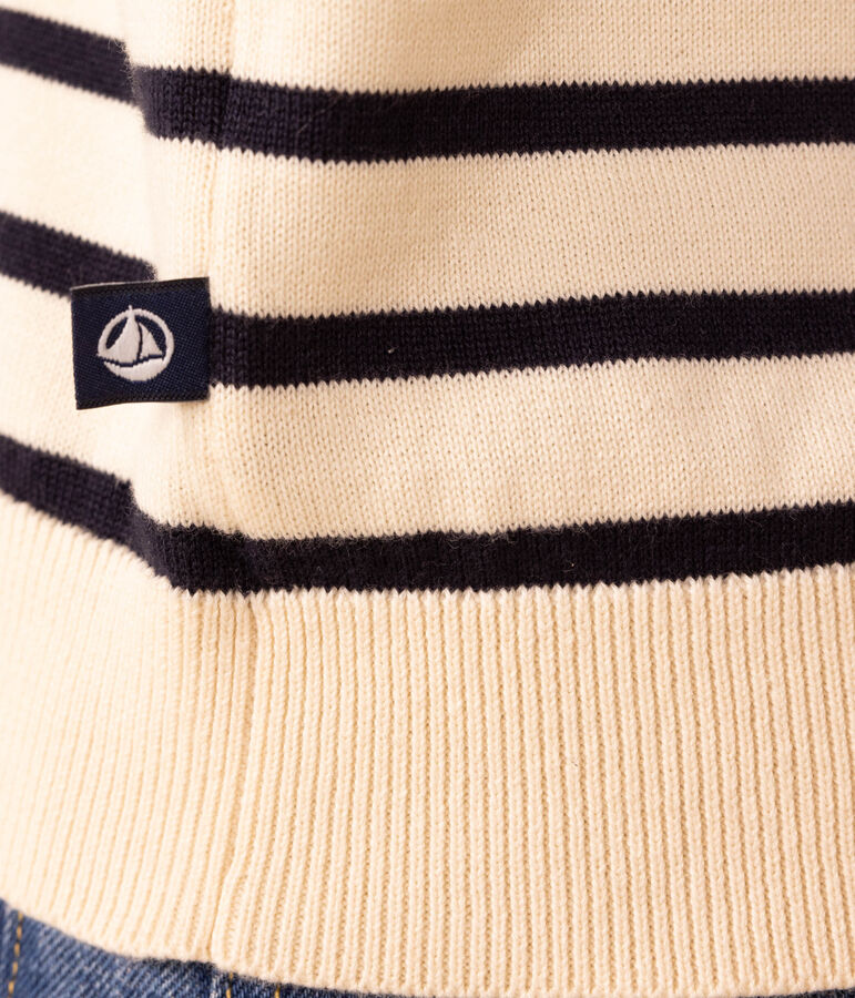 Pull en coton marini&egrave;re Femme blanc AVALANCHE/bleu SMOKING