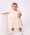 Robe b&eacute;b&eacute; en coton manches courtes imprim&eacute;e c&oelig;urs &eacute;cru/multicouleur