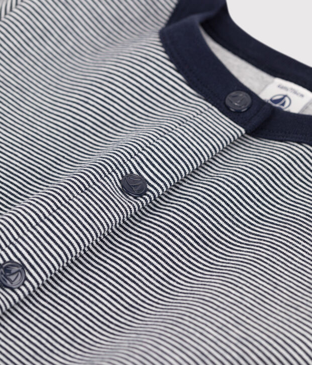 Cardigan en double jersey enfant fille bleu/blanc