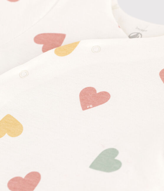 Combinaison longue en coton bébé blanc MARSHMALLOW/blanc MULTICO