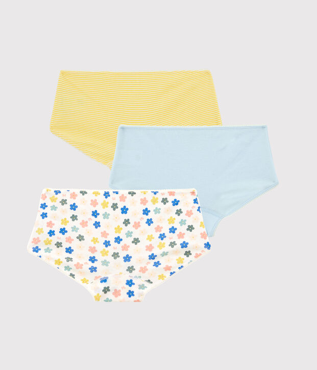 Lot de 3 shorties fleuri phosphorescents petite fille en coton multicouleur