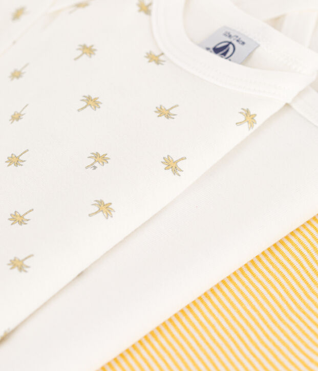 Lot de 3 bodies manches courtes palmiers en coton multicouleur