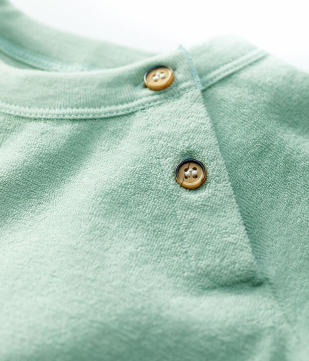 Combinaison courte en bouclette &eacute;ponge b&eacute;b&eacute; vert