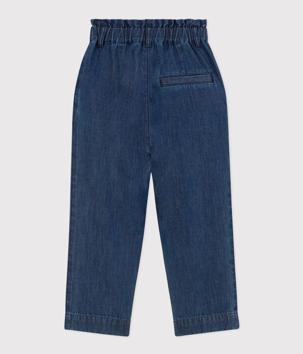 Pantalon droit en denim l&eacute;ger enfant fille bleu