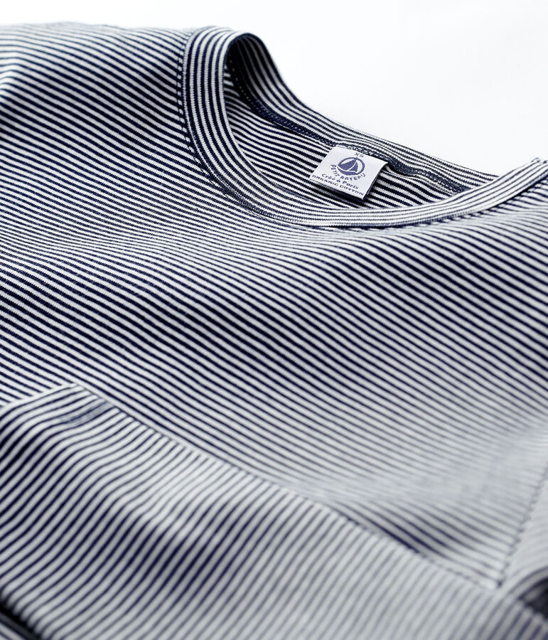 Tee-shirt L'ICONIQUE col rond en coton bio Femme bleu SMOKING/blanc MARSHMALLOW