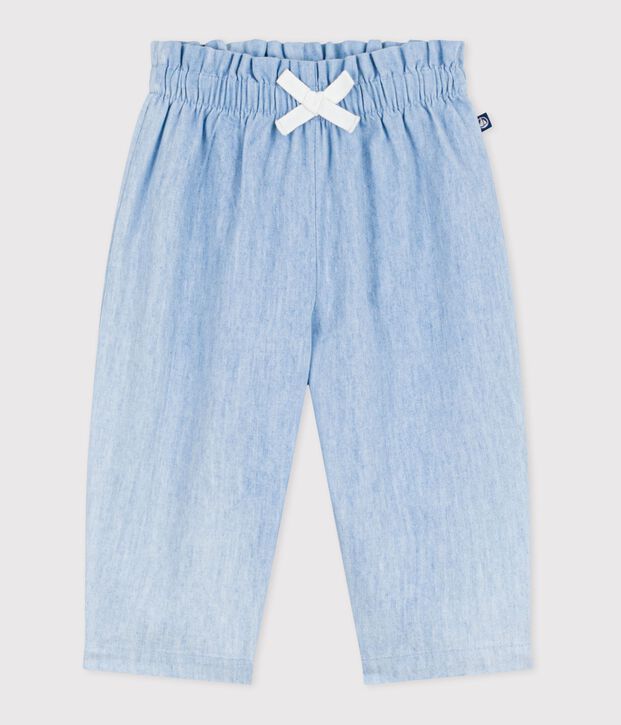 Pantalon b&eacute;b&eacute; en chambray bleu