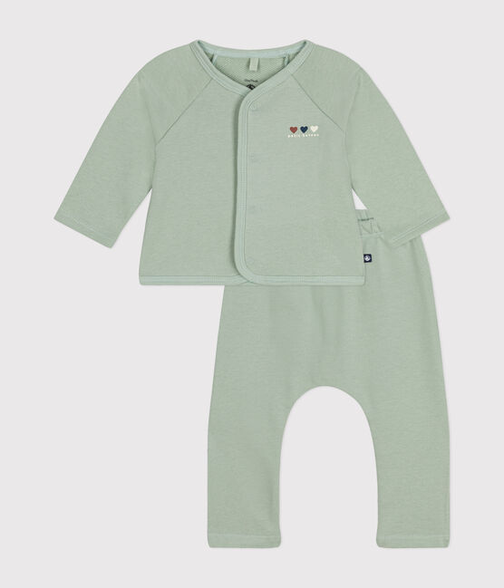 Ensemble 2 pièces en molleton bébé vert HERBIER