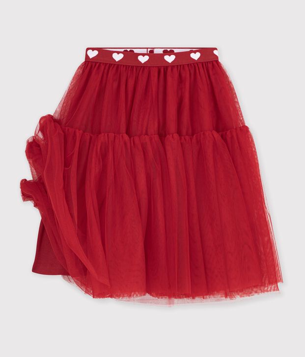Jupe longue en tulle enfant unie rouge