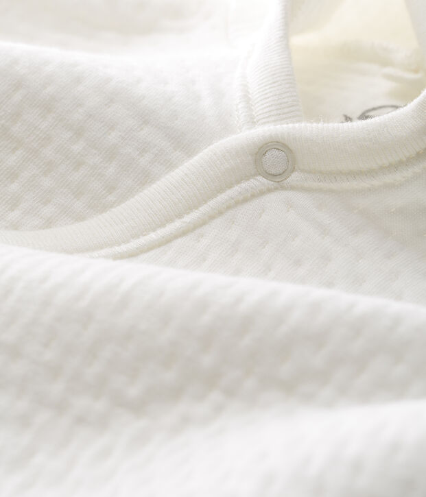 Combinaison longue b&eacute;b&eacute; en tubique matelass&eacute; blanc