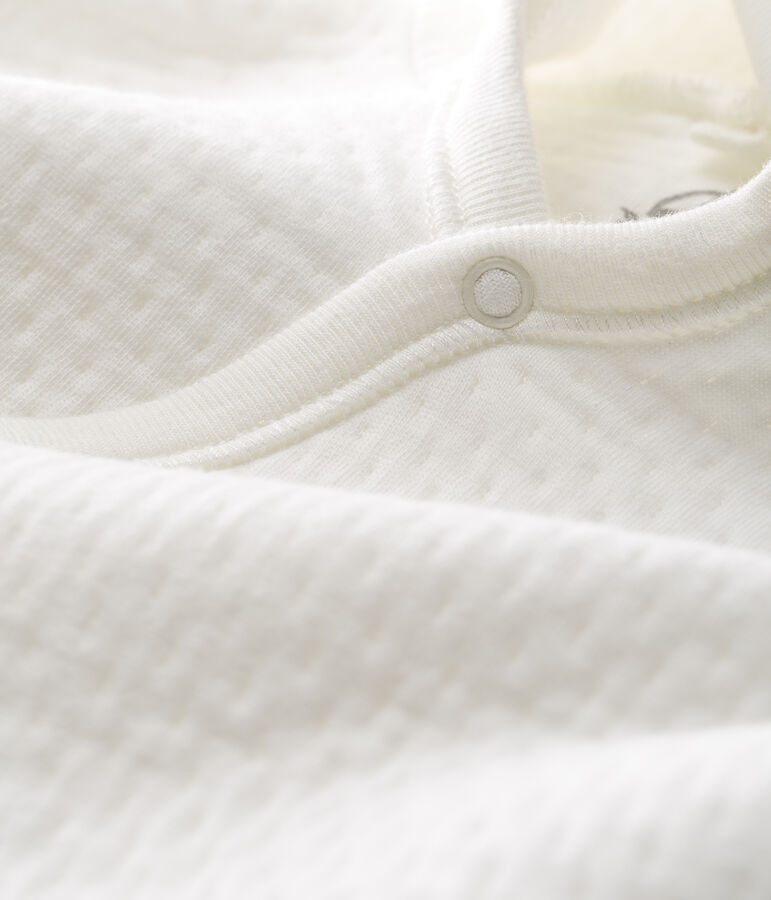 Combinaison longue b&eacute;b&eacute; en tubique matelass&eacute; blanc
