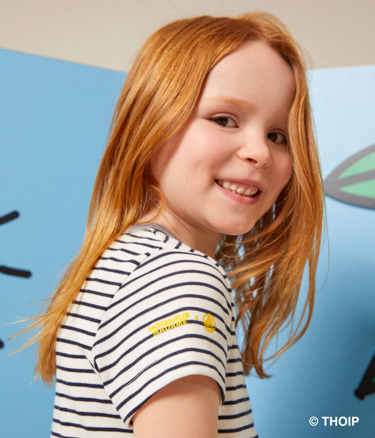 Robe Monsieur Madame en coton enfant fille blanc MARSHMALLOW/bleu SMOKING