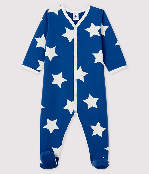 Dors-bien bleu &agrave; &eacute;toiles b&eacute;b&eacute; en molleton bleu/blanc