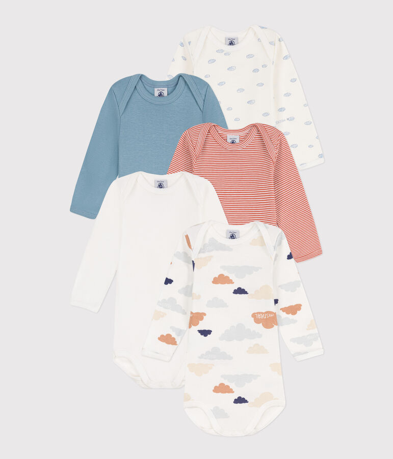 Lot de 5 bodies manches longues nuages en coton multicouleur