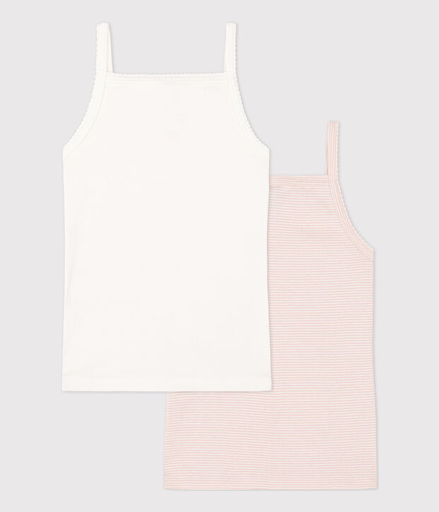 Lot de 2 chemises &agrave; bretelles milleraies petite fille en coton multicouleur