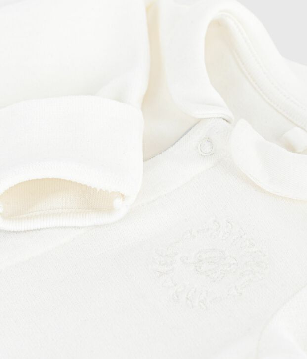 Pyjama b&eacute;b&eacute; en velours &agrave; col uni blanc