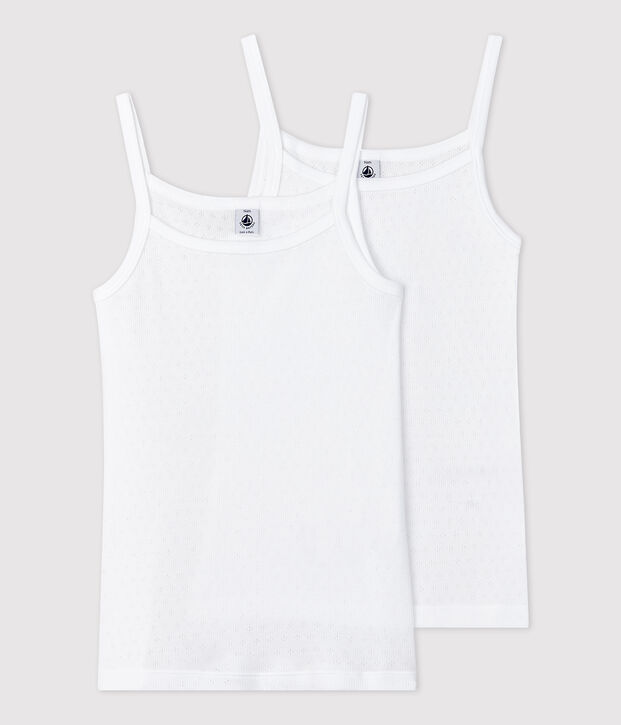 Lot de 2 chemises &agrave; bretelles ajour&eacute;es fille multicouleur