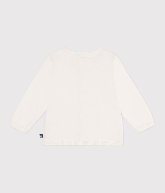 Cardigan bébé en coton point fantaisie blanc MARSHMALLOW