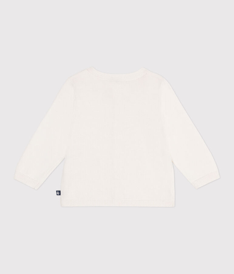 Cardigan b&eacute;b&eacute; en coton point fantaisie blanc MARSHMALLOW