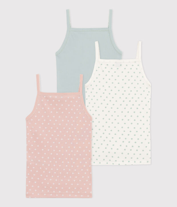 Lot de 3 chemises &agrave; bretelles &agrave; pois en coton petite fille multicouleur