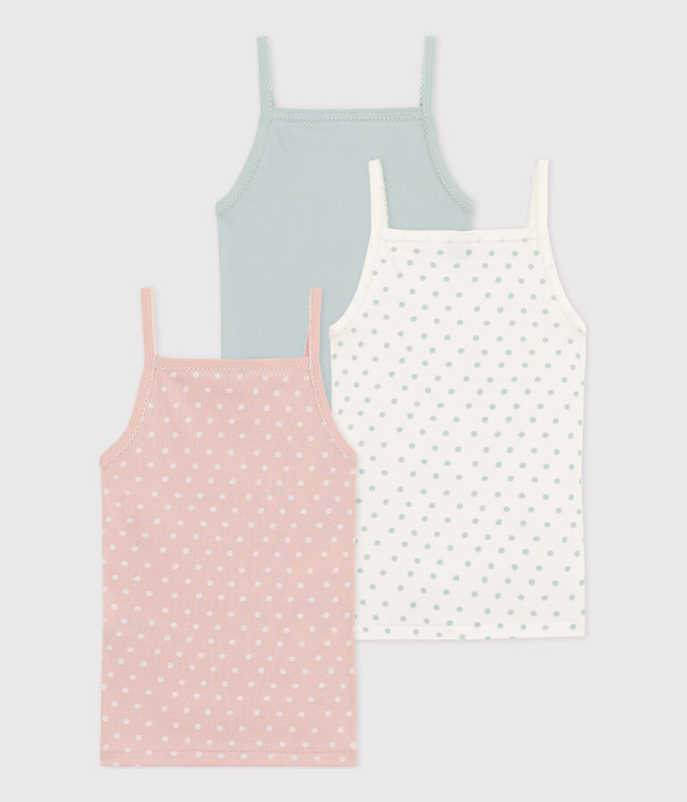 Lot de 3 chemises &agrave; bretelles &agrave; pois en coton petite fille multicouleur