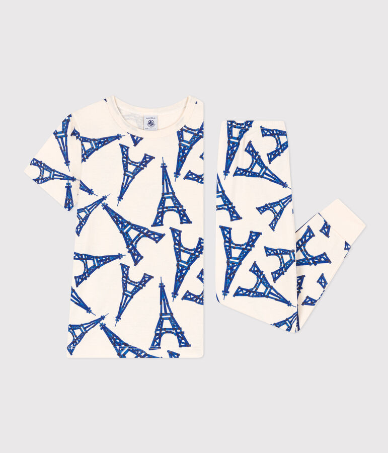 Pyjama manches courtes en coton enfant blanc AVALANCHE/ MULTICO