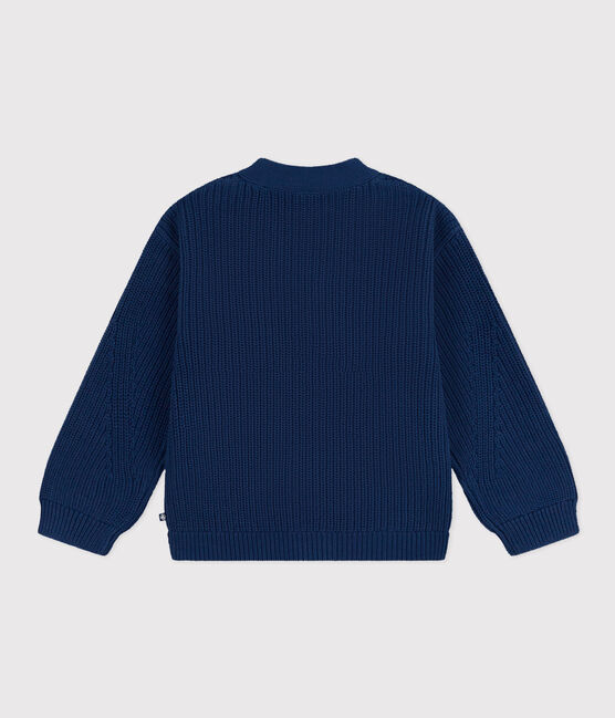 Cardigan en côte anglaises en coton enfant fille bleu INCOGNITO