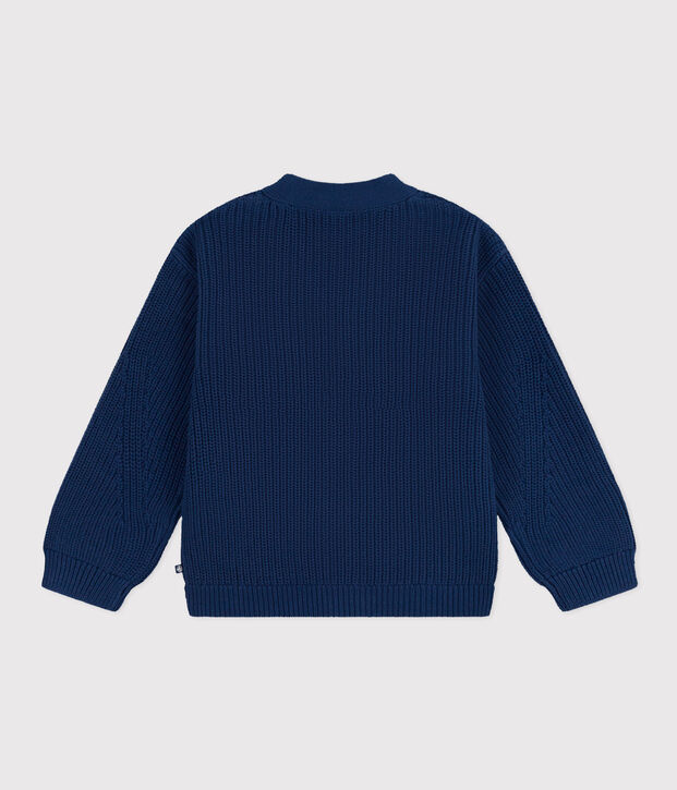 Cardigan en c&ocirc;te anglaises en coton enfant fille bleu