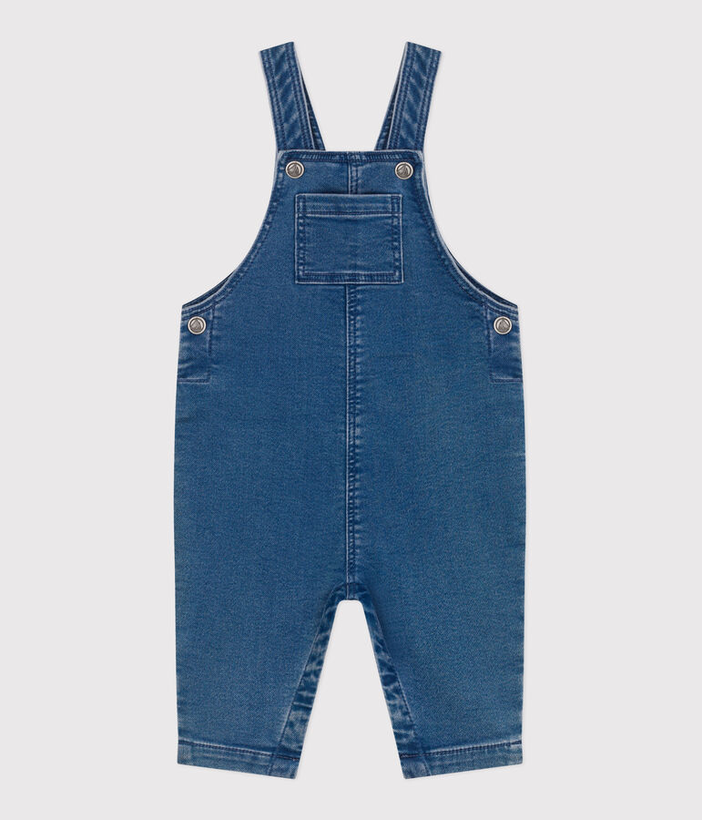 Salopette b&eacute;b&eacute; en jean &eacute;lasthanne jambes longues bleu BLEU DELAVE