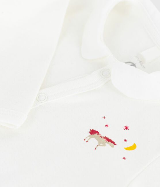 Pyjama bébé sans pieds en coton uni blanc MARSHMALLOW
